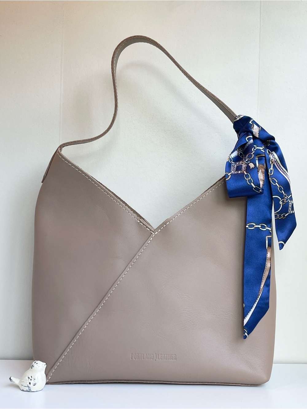 Portland Leather Noami Shoulder Bag with Canvas Purse Organizer Stone